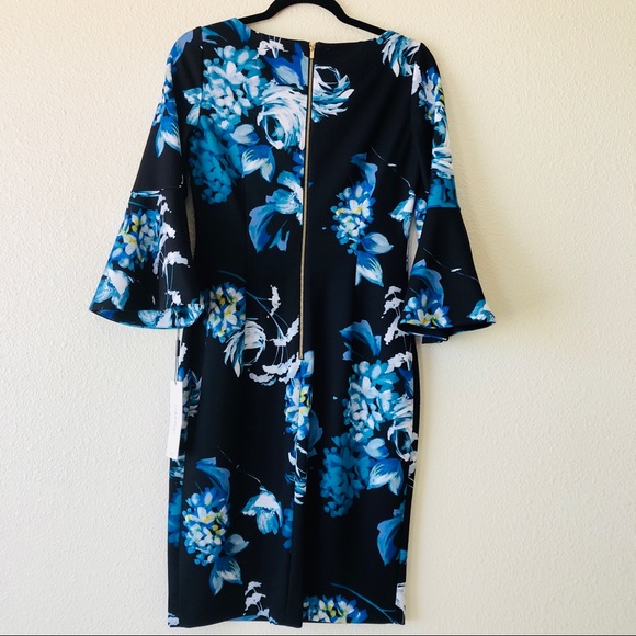 Calvin Klein Bell Sleeve Floral Print Shift Dress - Picture 7 of 7